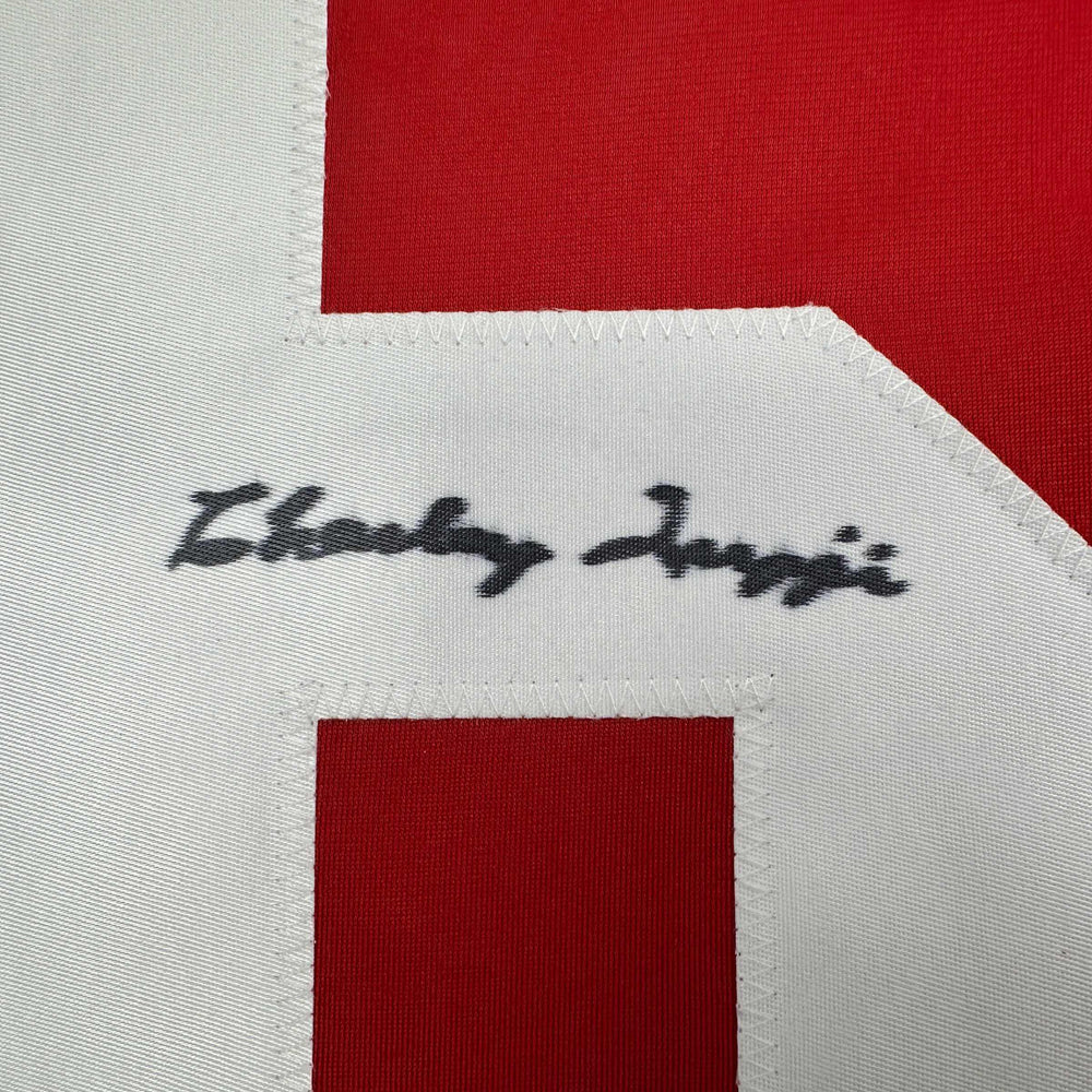 Autographed/Signed Charley Trippi Arizona Red Football Jersey JSA COA (ONLINE ORDER ONLY)