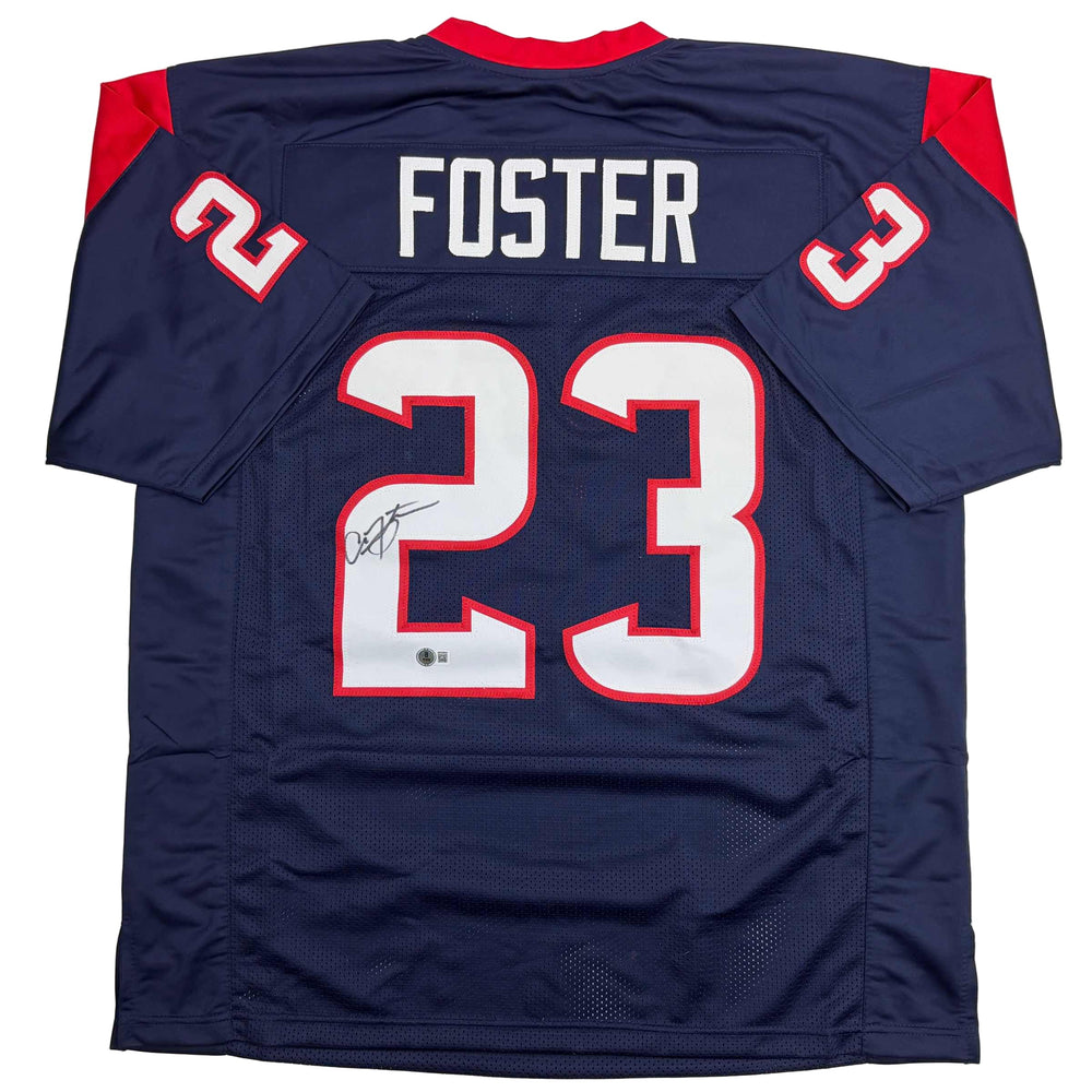 Autographed/Signed Arian Foster Houston Blue Football Jersey Beckett BAS COA (ONLINE ORDER ONLY)