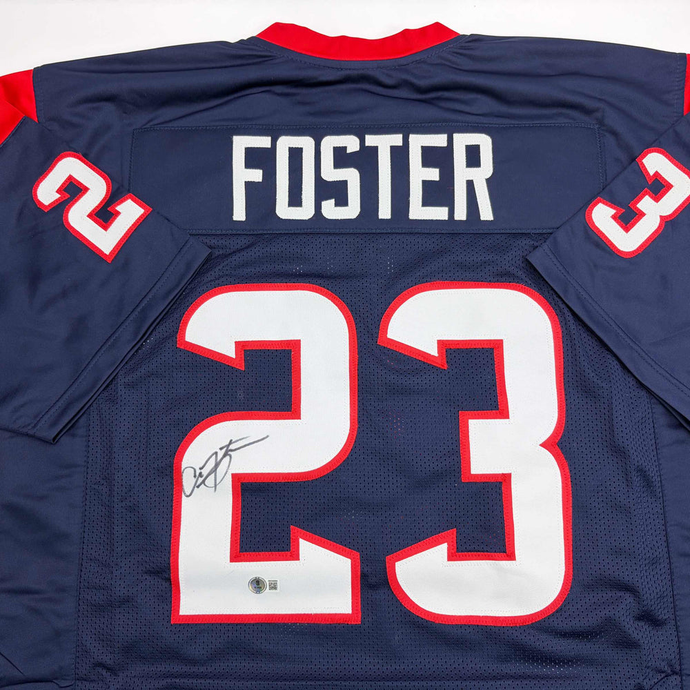 Autographed/Signed Arian Foster Houston Blue Football Jersey Beckett BAS COA (ONLINE ORDER ONLY)