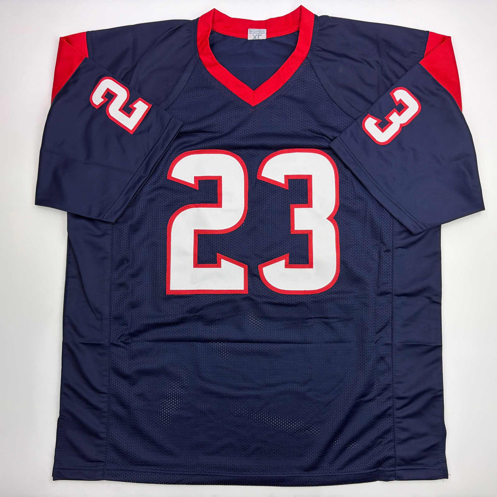 Autographed/Signed Arian Foster Houston Blue Football Jersey Beckett BAS COA (ONLINE ORDER ONLY)
