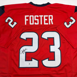Autographed/Signed Arian Foster Houston Red Football Jersey Beckett BAS COA (ONLINE ORDER ONLY)