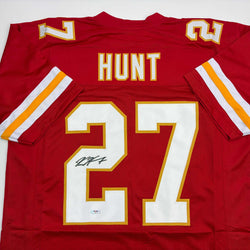 Autographed/Signed Kareem Hunt #27 Kansas City Red Football Jersey PSA/DNA COA (ONLINE ORDER ONLY)