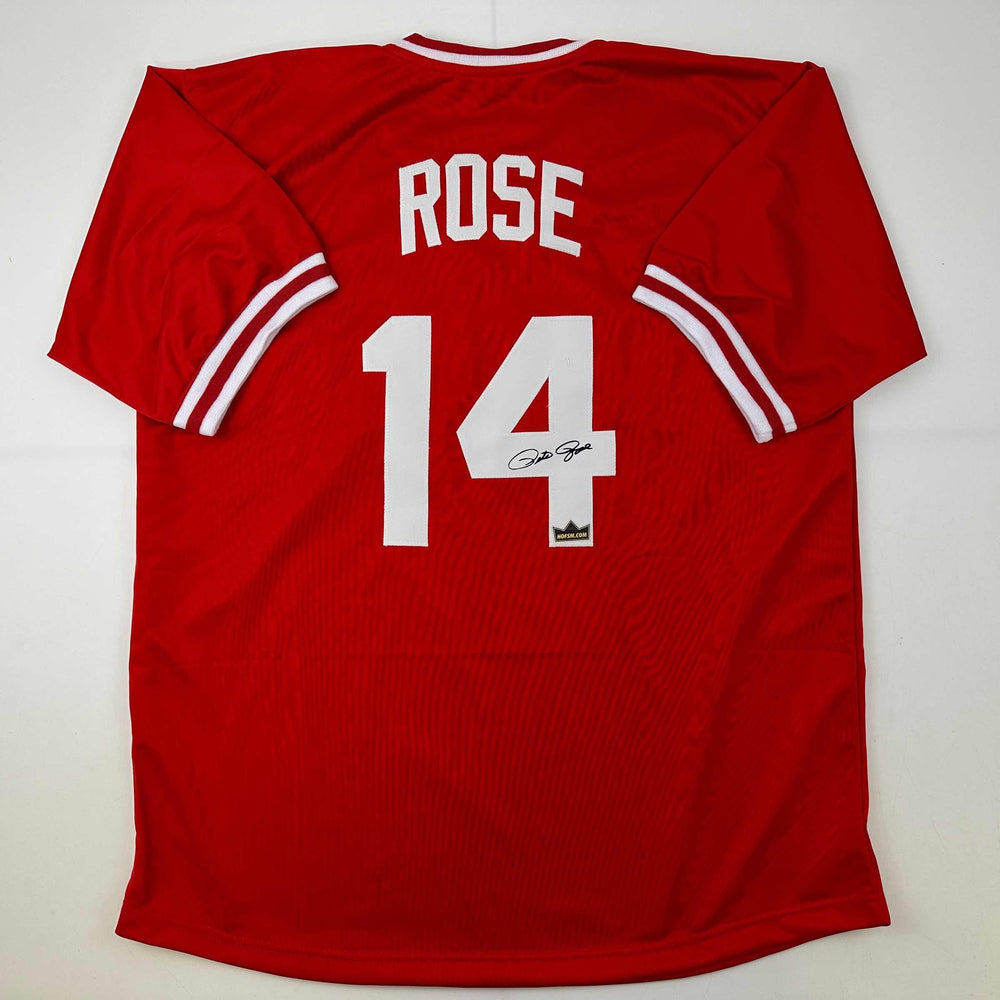 Facsimile Autographed Pete Rose Cincinnati Red Reprint Laser Auto Baseball Jersey Size Men's XL (ONLINE ORDER ONLY)