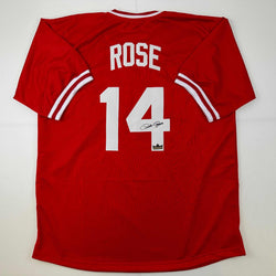 Facsimile Autographed Pete Rose Cincinnati Red Reprint Laser Auto Baseball Jersey Size Men's XL (ONLINE ORDER ONLY)