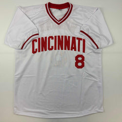 Facsimile Autographed Joe Morgan Cincinnati White Reprint Laser Auto Baseball Jersey Size Men's XL (ONLINE ORDER ONLY)