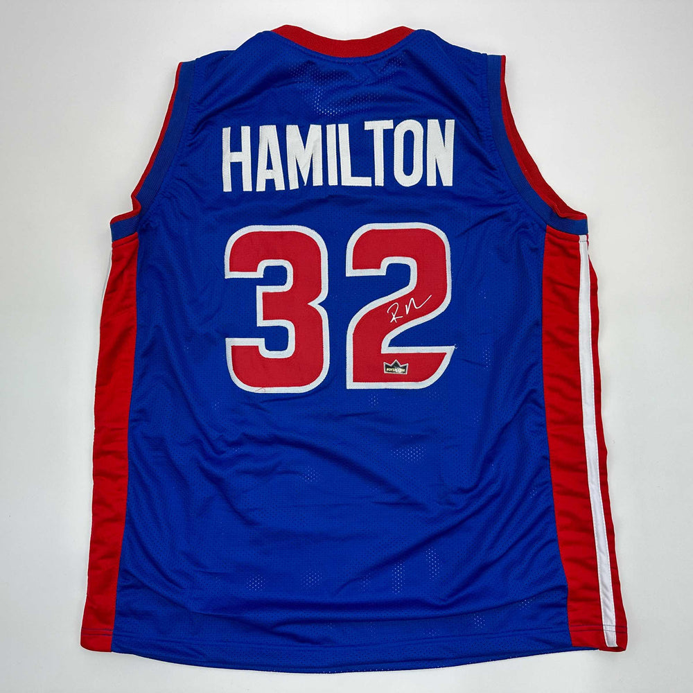 Facsimile Autographed Richard Hamilton Detroit Blue Reprint Laser Auto Basketball Jersey Size Men's XL (ONLINE ORDER ONLY)