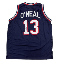 Autographed/Signed Shaquille Shaq O'Neal USA United States Blue Basketball Jersey PSA/DNA COA (ONLINE ORDER ONLY)