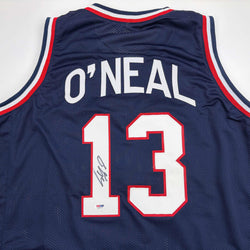 Autographed/Signed Shaquille Shaq O'Neal USA United States Blue Basketball Jersey PSA/DNA COA (ONLINE ORDER ONLY)