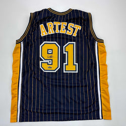 Facsimile Autographed Ron Artest Indiana Blue Pinstripe Reprint Laser Auto Basketball Jersey Size Men's XL (ONLINE ORDER ONLY)