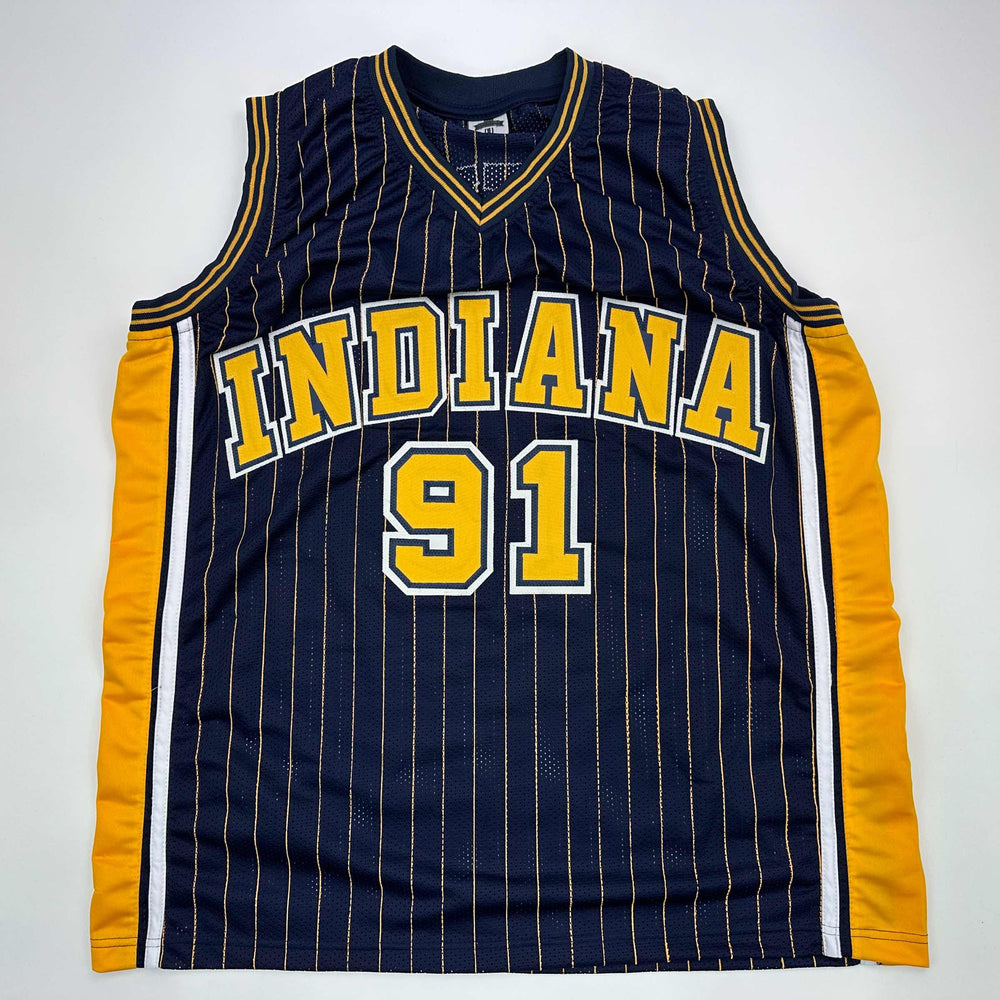 Facsimile Autographed Ron Artest Indiana Blue Pinstripe Reprint Laser Auto Basketball Jersey Size Men's XL (ONLINE ORDER ONLY)