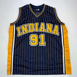 Facsimile Autographed Ron Artest Indiana Blue Pinstripe Reprint Laser Auto Basketball Jersey Size Men's XL (ONLINE ORDER ONLY)