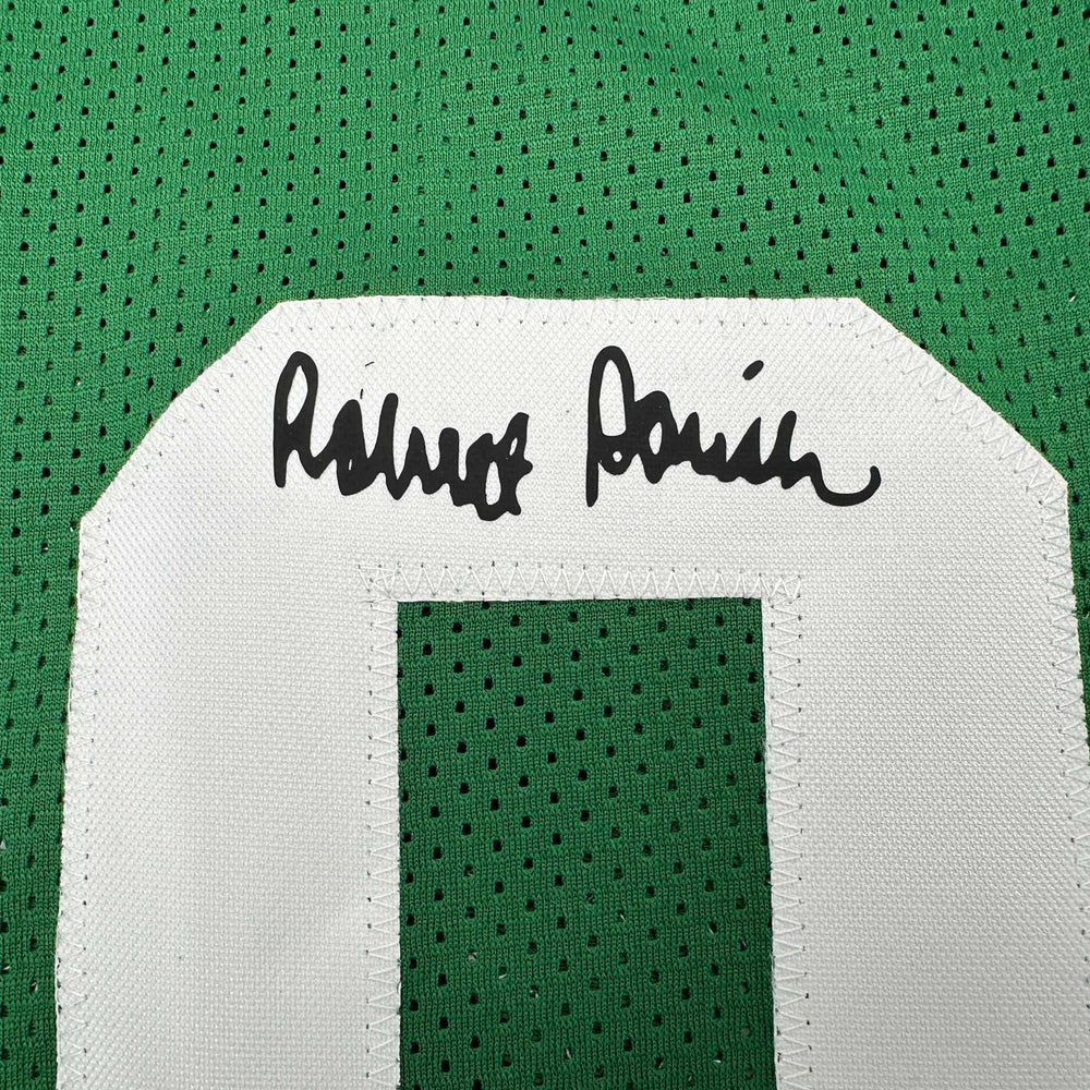Framed Facsimile Autographed Robert Parish 35x39 Boston Green Reprint Laser Auto Basketball Jersey (ONLINE ORDER ONLY)
