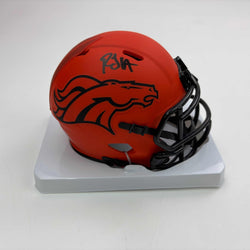 Autographed/Signed RJ R.J. Harvey Denver Broncos Speed Rave Collection Mini Football Helmet JSA COA (ONLINE ORDER ONLY)