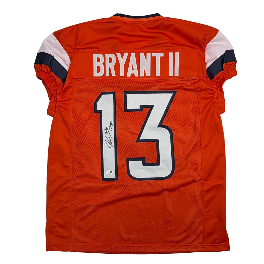 Autographed/Signed Pat Bryant II Denver Orange Pro Cut Football Jersey JSA COA (ONLINE ORDER ONLY)