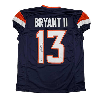 Autographed/Signed Pat Bryant II Denver Blue Pro Cut Football Jersey JSA COA (ONLINE ORDER ONLY)
