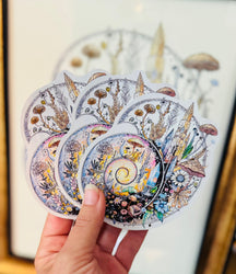 Ammonite Sticker – 4" Ancient Fossil Crystal Spiral Weatherproof Vinyl Decal (ONLINE ORDER ONLY)