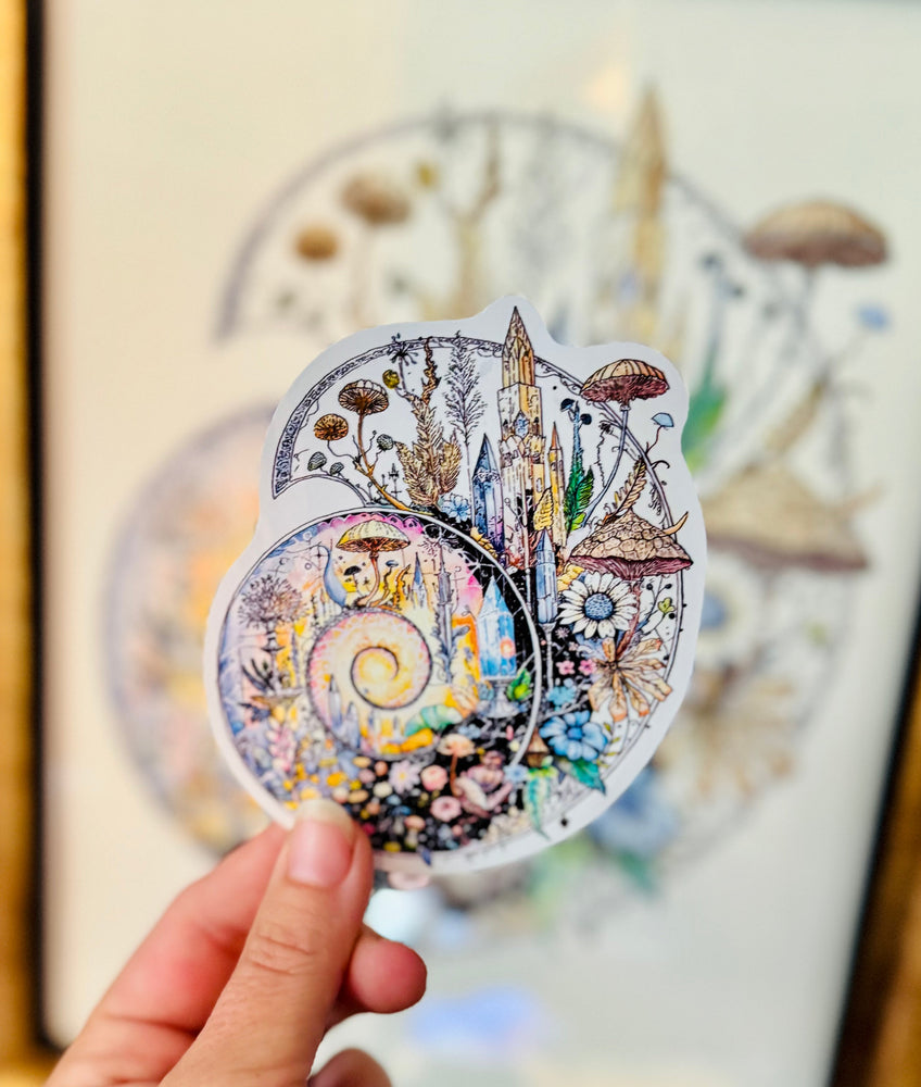 Ammonite Sticker – 4" Ancient Fossil Crystal Spiral Weatherproof Vinyl Decal (ONLINE ORDER ONLY)