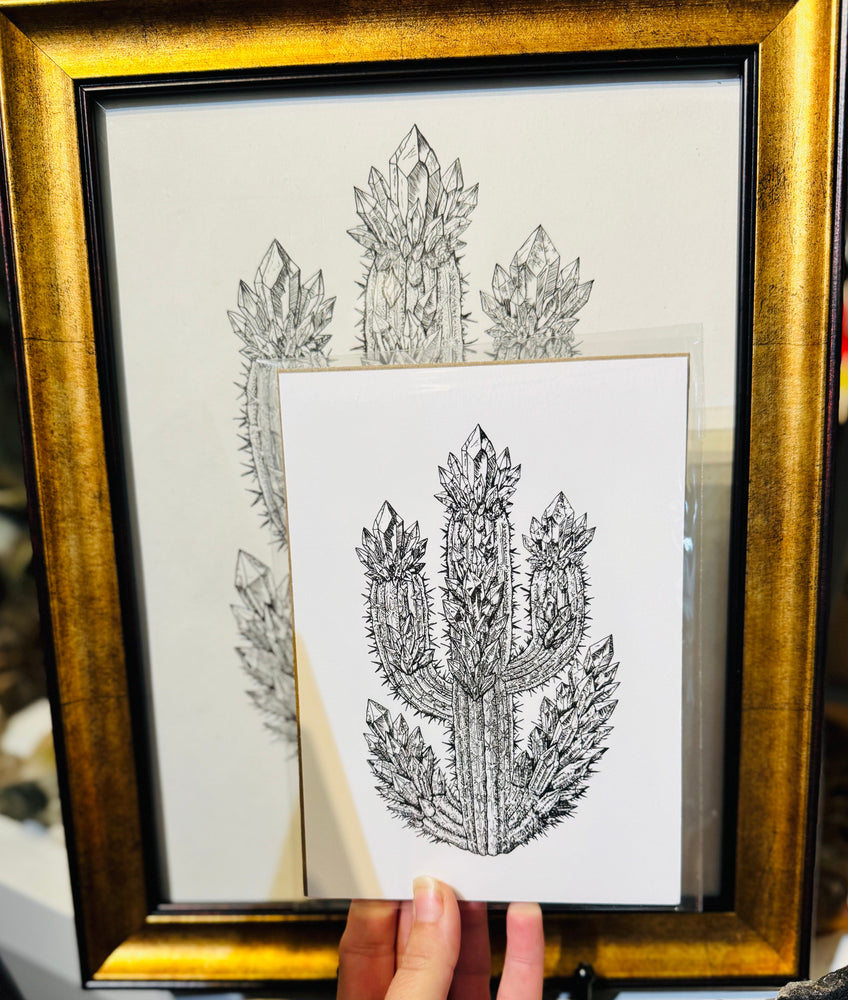 Crystal Cactus 5x7 Art Print – Mystical Desert Crystal Art with Poetry (ONLINE ORDER ONLY)