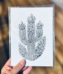 Crystal Cactus 5x7 Art Print – Mystical Desert Crystal Art with Poetry (ONLINE ORDER ONLY)