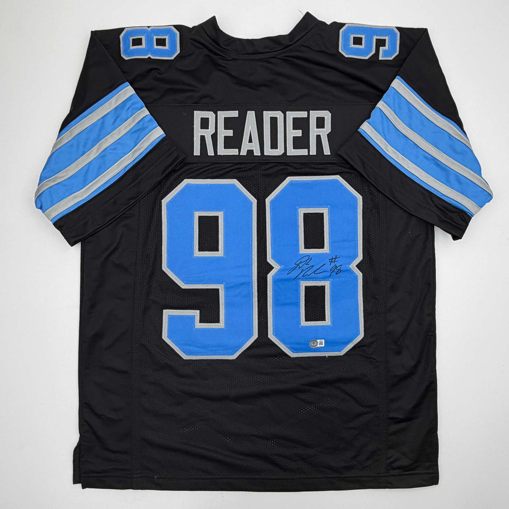 Autographed/Signed D.J. DJ Reader Detroit Black Football Jersey Beckett BAS COA (ONLINE ORDER ONLY)