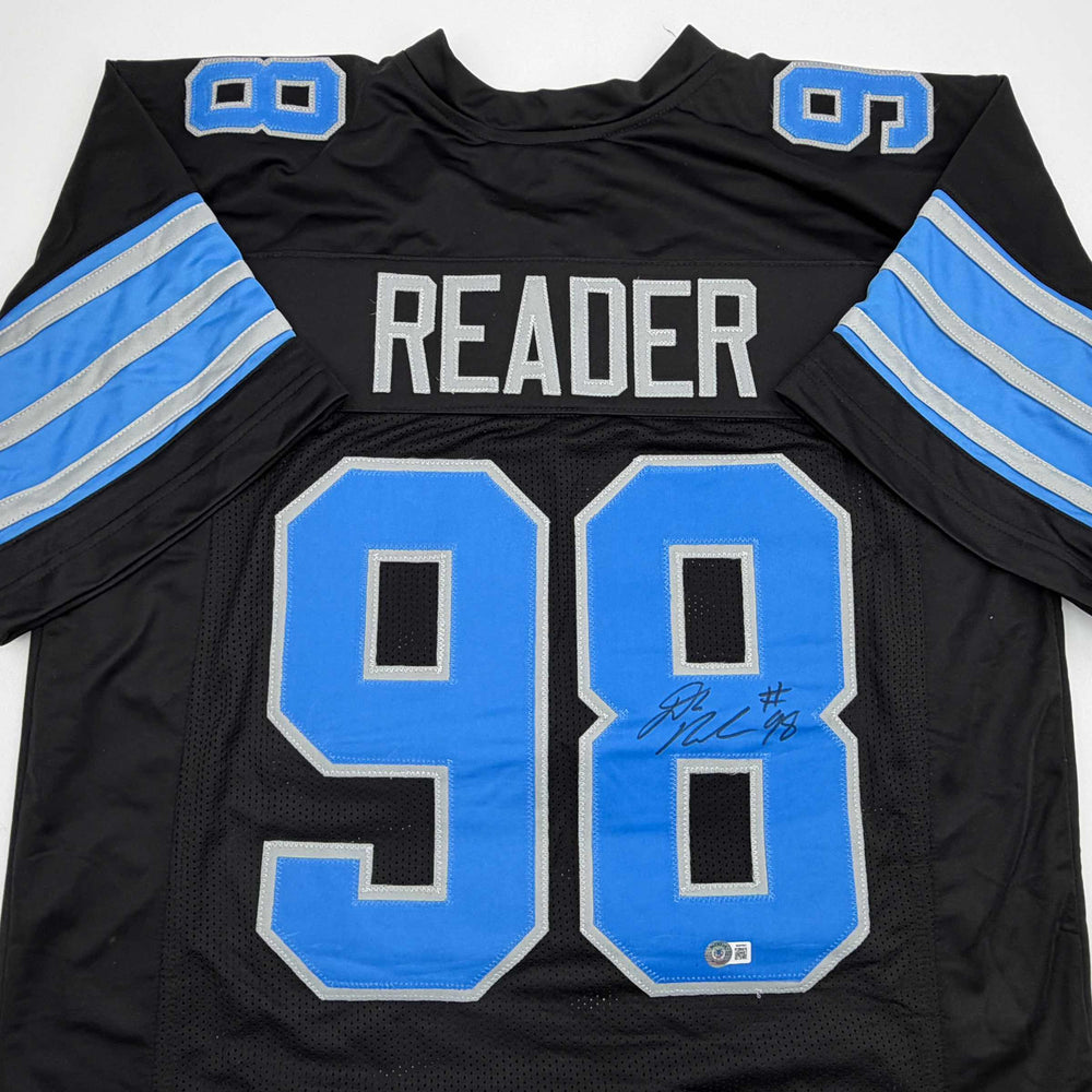 Autographed/Signed D.J. DJ Reader Detroit Black Football Jersey Beckett BAS COA (ONLINE ORDER ONLY)