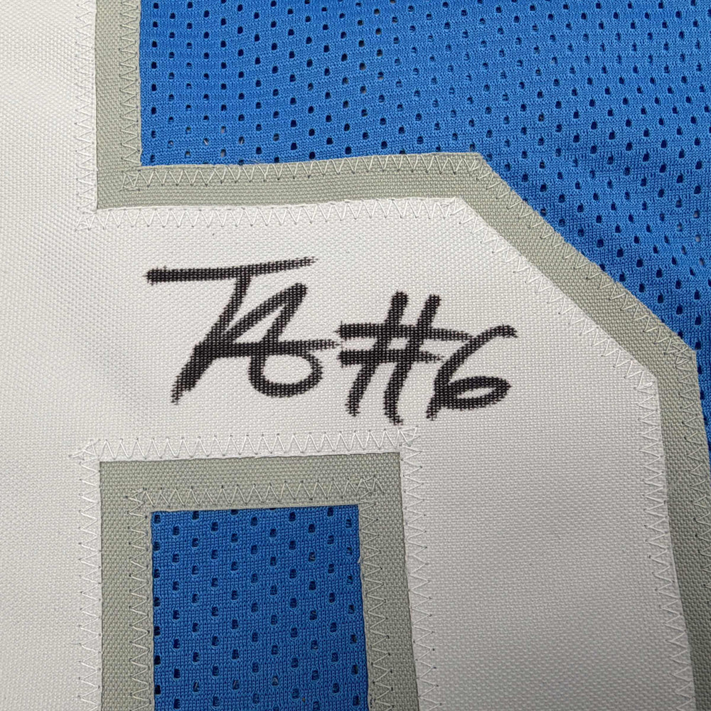 Autographed/Signed Terrion Arnold Detroit Blue Football Jersey Beckett BAS COA (ONLINE ORDER ONLY)