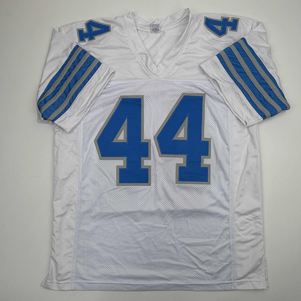 Autographed/Signed Malcolm Rodriguez Detroit White Football Jersey Beckett BAS COA (ONLINE ORDER ONLY)