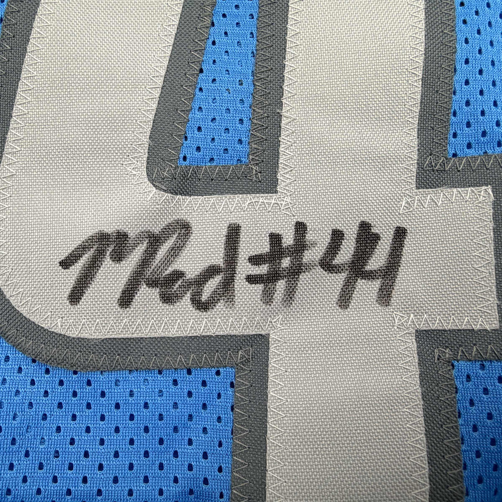Autographed/Signed Malcolm Rodriguez Detroit Blue Football Jersey Beckett BAS COA (ONLINE ORDER ONLY)