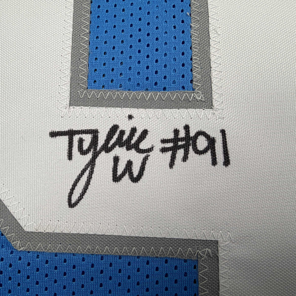 Autographed/Signed Tyleik Williams Detroit Blue Football Jersey Beckett BAS COA (ONLINE ORDER ONLY)