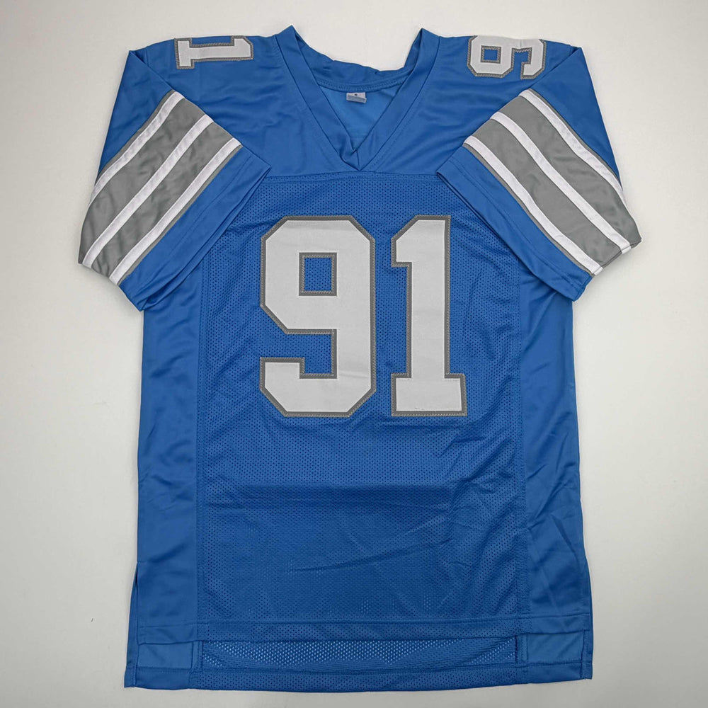 Autographed/Signed Tyleik Williams Detroit Blue Football Jersey Beckett BAS COA (ONLINE ORDER ONLY)
