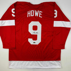 Facsimile Autographed Gordie Howe Detroit Red Reprint Laser Auto Hockey Jersey Size Men's XL (ONLINE ORDER ONLY)