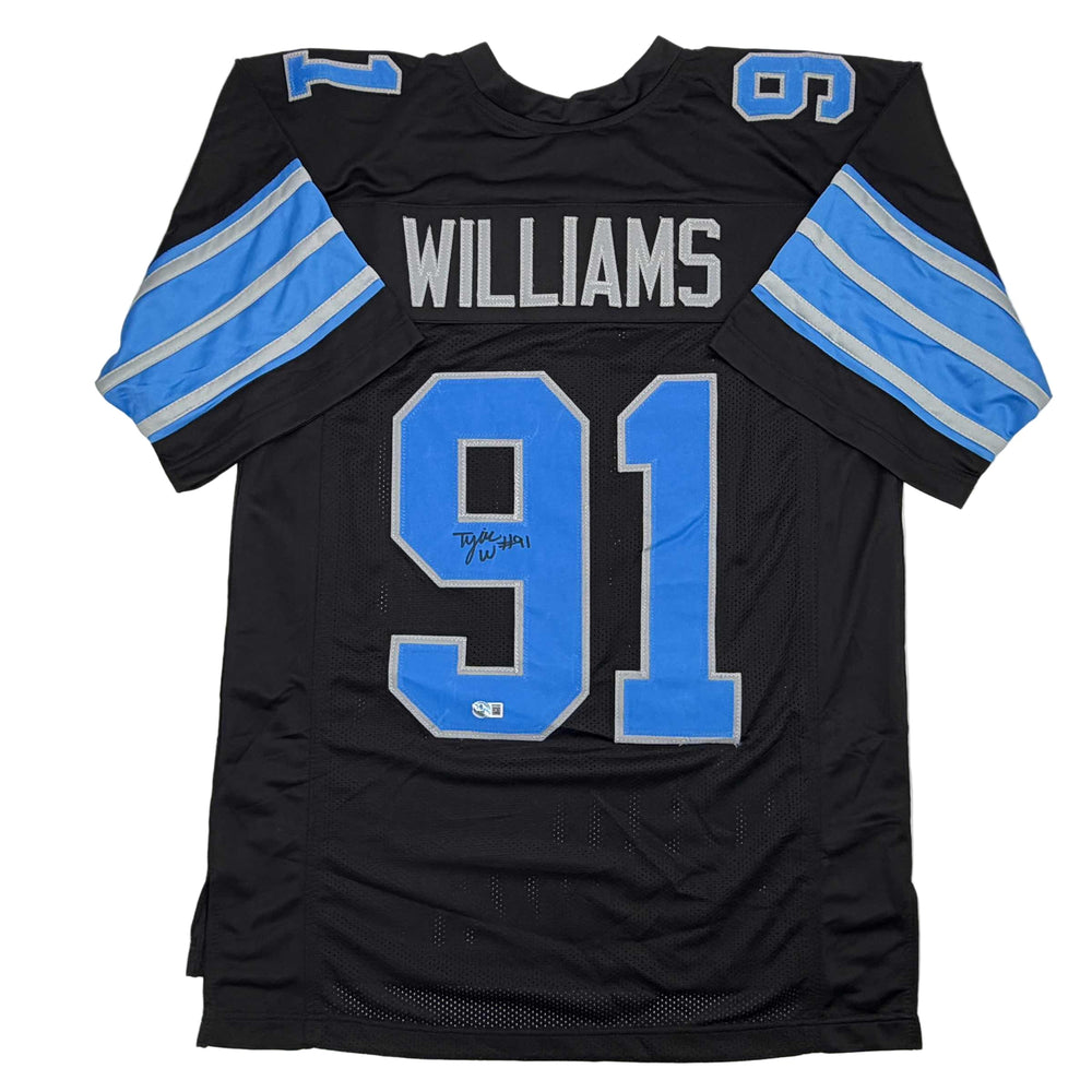 Autographed/Signed Tyleik Williams Detroit Black Football Jersey Beckett BAS COA (ONLINE ORDER ONLY)