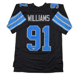 Autographed/Signed Tyleik Williams Detroit Black Football Jersey Beckett BAS COA (ONLINE ORDER ONLY)