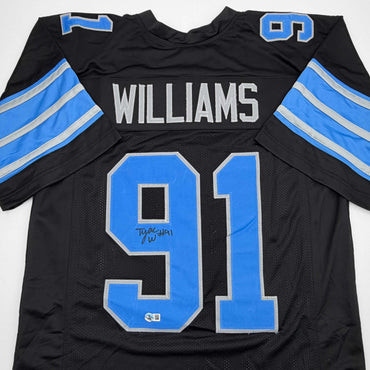 Autographed/Signed Tyleik Williams Detroit Black Football Jersey Beckett BAS COA (ONLINE ORDER ONLY)