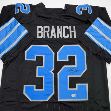 Autographed/Signed Brian Branch Detroit Black Football Jersey Beckett BAS COA (ONLINE ORDER ONLY)