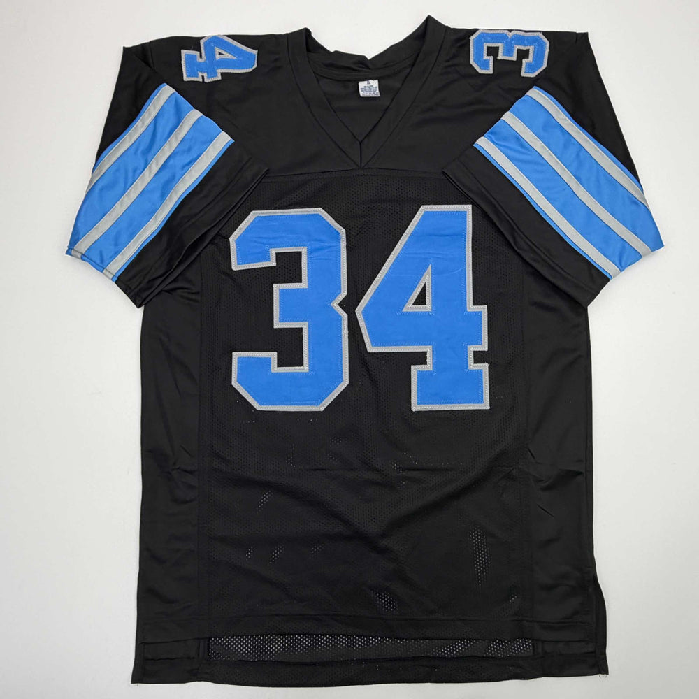 Autographed/Signed Alex Anzalone Detroit Black Football Jersey Beckett BAS COA (ONLINE ORDER ONLY)