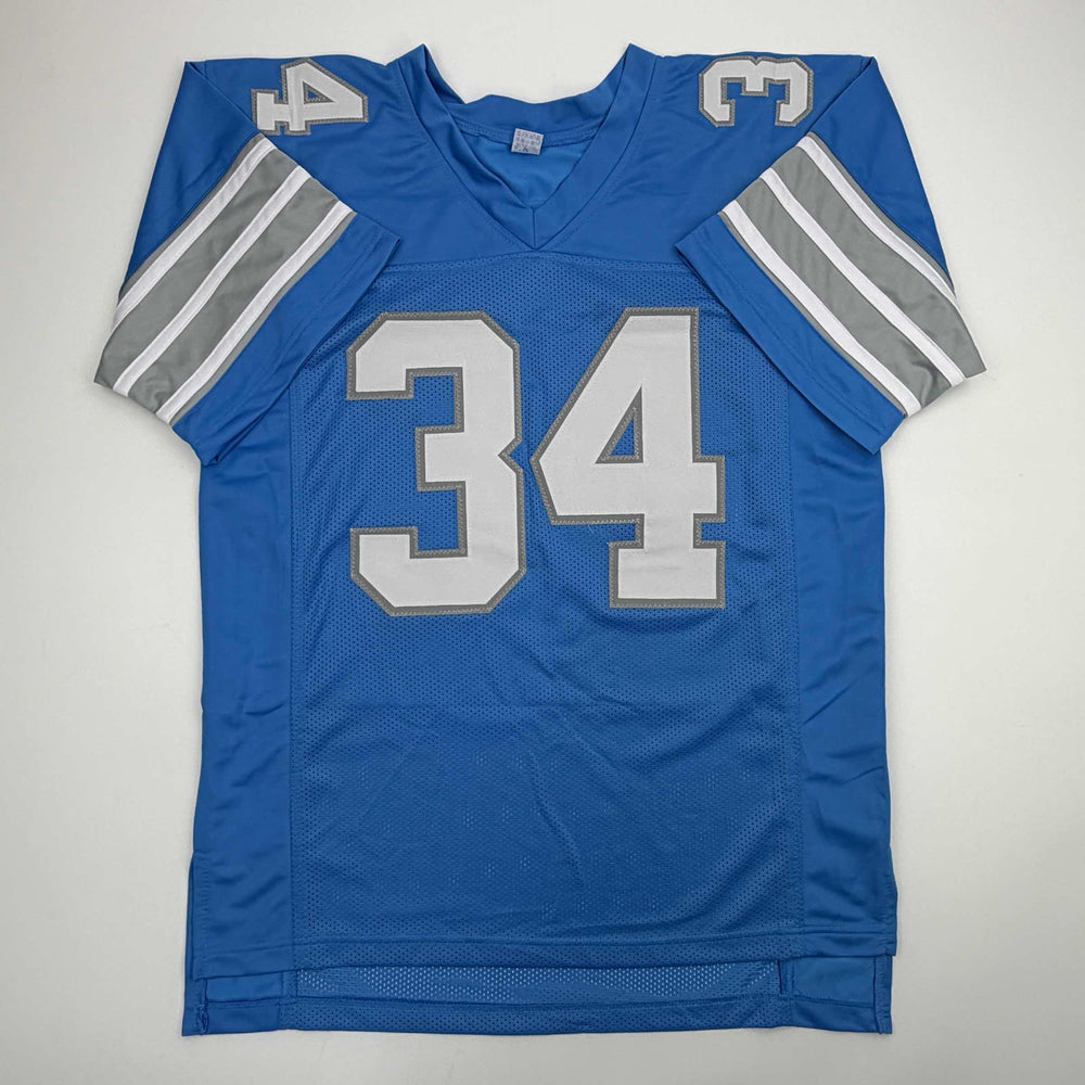 Autographed/Signed Alex Anzalone Detroit Blue Football Jersey Beckett BAS COA (ONLINE ORDER ONLY)