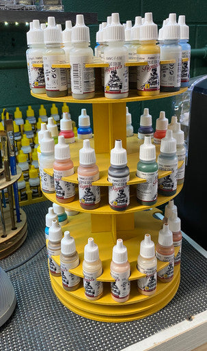 Rotating Paint Rack - For 26mm Dropper Bottles (AMMO, Vallejo, Army Painter, etc) (Online Order Only) (Online Order Only)