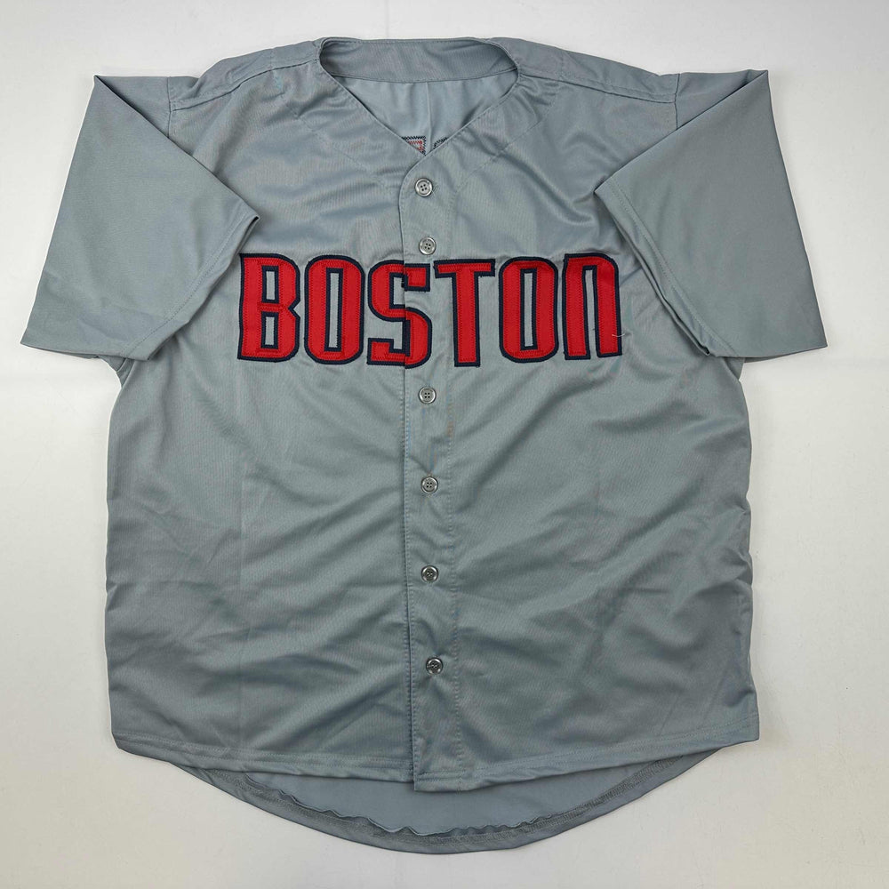 Facsimile Autographed David Ortiz Boston Grey Reprint Laser Auto Baseball Jersey Size Men's XL (ONLINE ORDER ONLY)