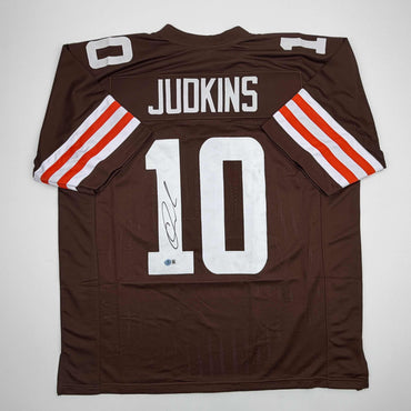 Autographed/Signed Quinshon Judkins Cleveland Football Brown Jersey Beckett BAS COA (ONLINE ORDER ONLY)