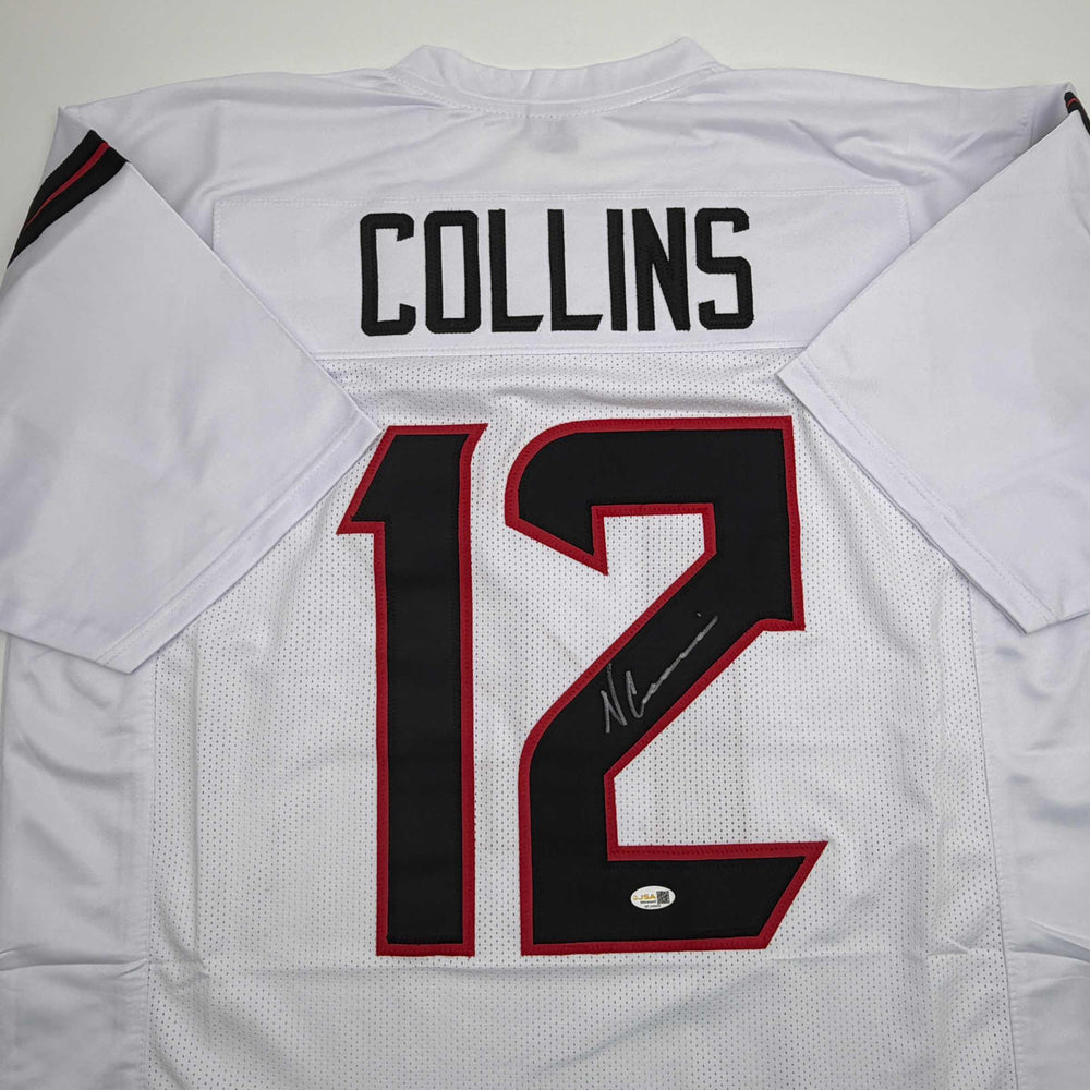 Autographed/Signed Nico Collins Houston White Football Jersey JSA COA (ONLINE ORDER ONLY)