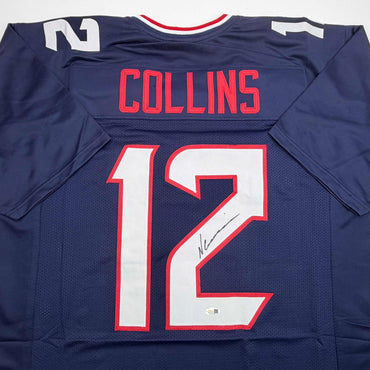 Autographed/Signed Nico Collins Houston Blue Current Football Jersey JSA COA