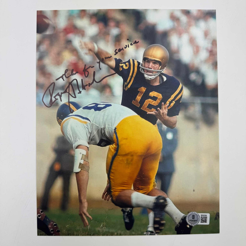 Autographed/Signed Roger Staubach Navy Midshipmen 8x10 College Football Photo Beckett BAS COA (ONLINE ORDER ONLY)