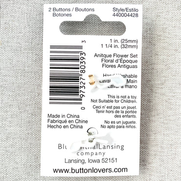 4428 Antique Flower - Collectors Buttons - 1 Hole Shank Buttons - 25mm 32mm - Orange Yellow (ONLINE ORDER ONLY)