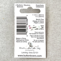 4423 Bird and Tree - Collectors Buttons - 1 Hole Shank Buttons - 25mm 32mm - Pink Silver (ONLINE ORDER ONLY)