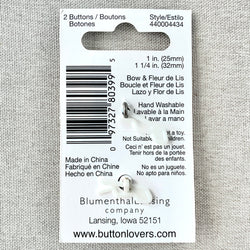 4434 Bow and Fleur de Lis - Collectors Buttons - 1 Hole Shank Buttons - Assorted Sizes - Silver Bronze (ONLINE ORDER ONLY)