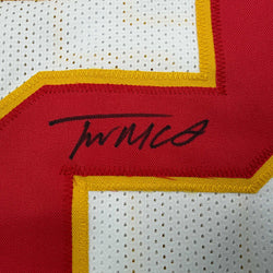 Autographed/Signed Trent McDuffie Kansas City White Football Jersey JSA COA (ONLINE ORDER ONLY)