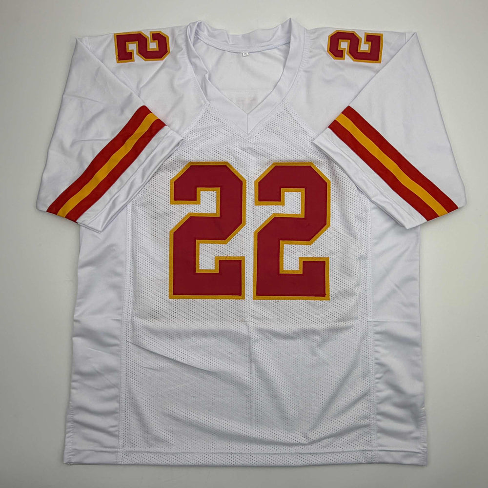 Autographed/Signed Trent McDuffie Kansas City White Football Jersey JSA COA (ONLINE ORDER ONLY)