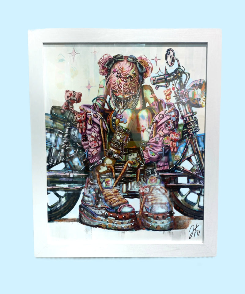 Helen Highton - GLOOOMY Ride -  (SOLD OUT) Framed Artwork - Gloomy Bear Exhibition (ONLINE ORDER ONLY)