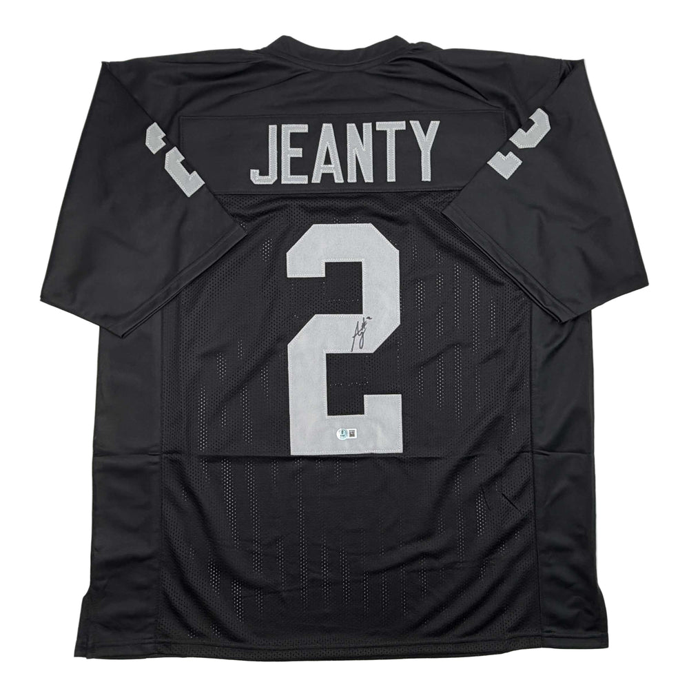 Autographed/Signed Ashton Jeanty Oakland Black Football Jersey Beckett BAS COA (ONLINE ORDER ONLY)